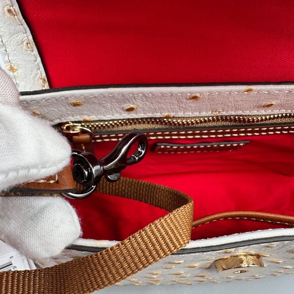 Dooney & Bourke Rena Bone Ostrich Embossed Leather Crossbody BOSTR1297BOKR New - Picture 11 of 15